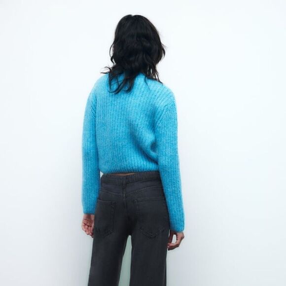 Zara Chocker Knit Blue Sweater New - Picture 6 of 7